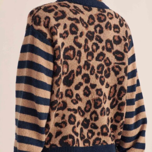 Balzac Paris Blue and Leopard Striped Idole Cardigan - XL - Picture 2 of 4